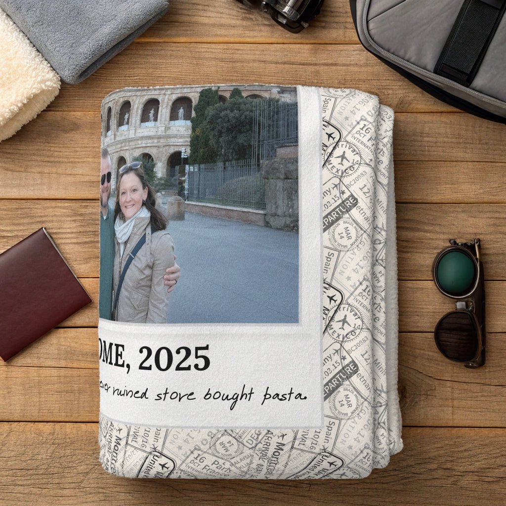 Polaroid Travel Photo Micro Memory Blanket - Warm Sherpa Travel Throw - Out of Office Outfitters - Home Decor