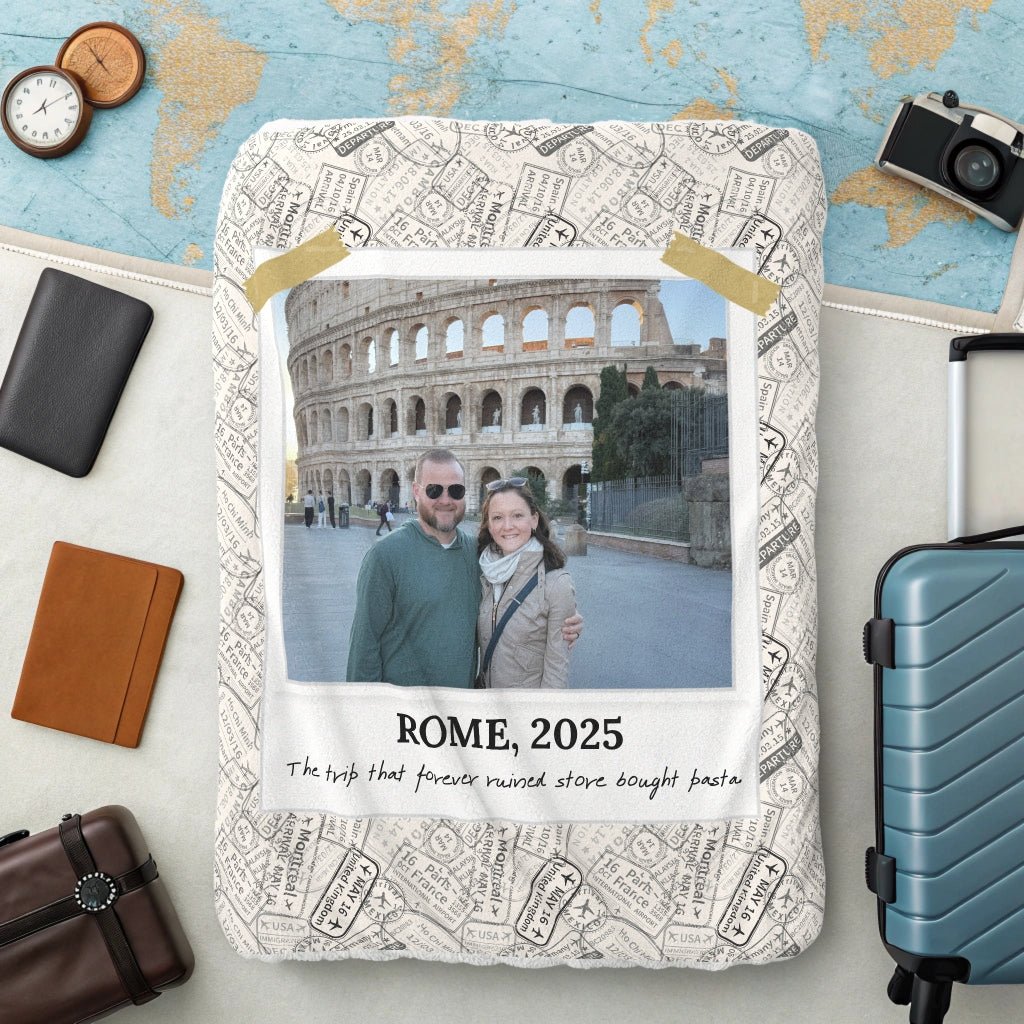 Polaroid Travel Photo Micro Memory Blanket - Warm Sherpa Travel Throw - Out of Office Outfitters - Home Decor
