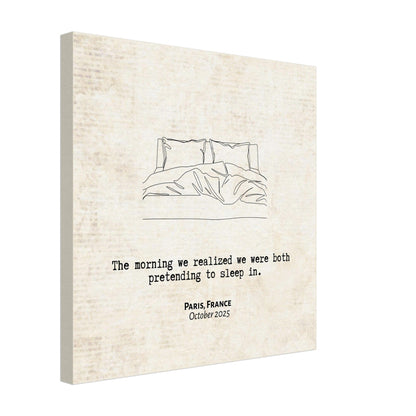 "Pretending to Sleep In" - Personalized Travel Micro Memory Canvas - Out of Office Outfitters - 