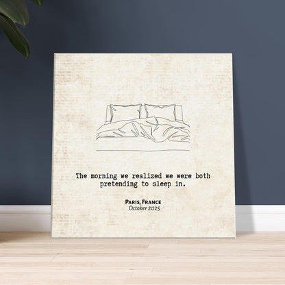 "Pretending to Sleep In" - Personalized Travel Micro Memory Canvas - Out of Office Outfitters - 