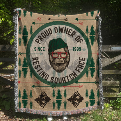 Resting Sasquatch Face Woven Blanket - Out of Office Outfitters - Home Decor