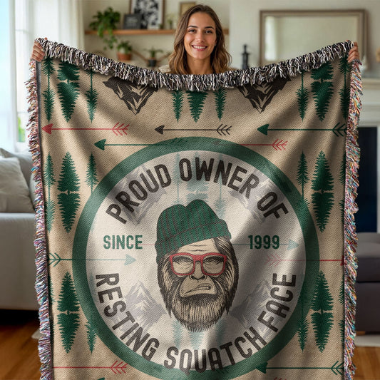 Resting Sasquatch Face Woven Blanket - Out of Office Outfitters - Home Decor