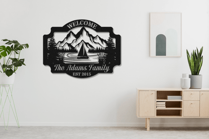 Sailboat on the Lake Welcome Sign - Out of Office Outfitters - Die - Cut Sign