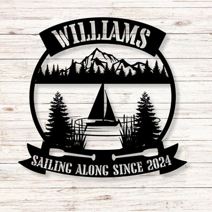 Sailing Along Metal Sign (Personalize Me!) - Out of Office Outfitters - Die - Cut Sign