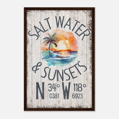 Salt Water & Sunsets Framed Canvas - Out of Office Outfitters - Print Material