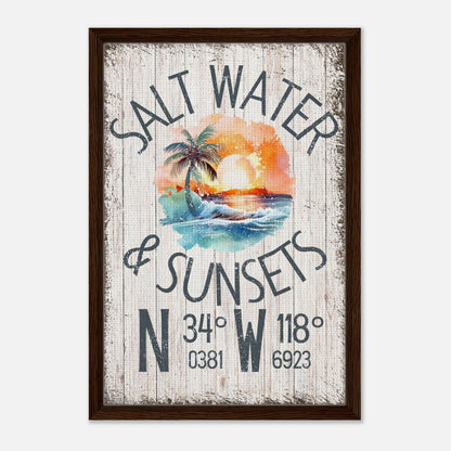 Salt Water & Sunsets Framed Canvas - Out of Office Outfitters - Print Material