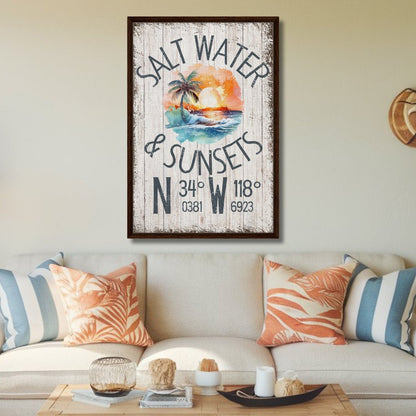 Salt Water & Sunsets Framed Canvas - Out of Office Outfitters - Print Material