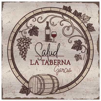 Salud Taberna Brushed Aluminum Bar Sign - Out of Office Outfitters - Print Material
