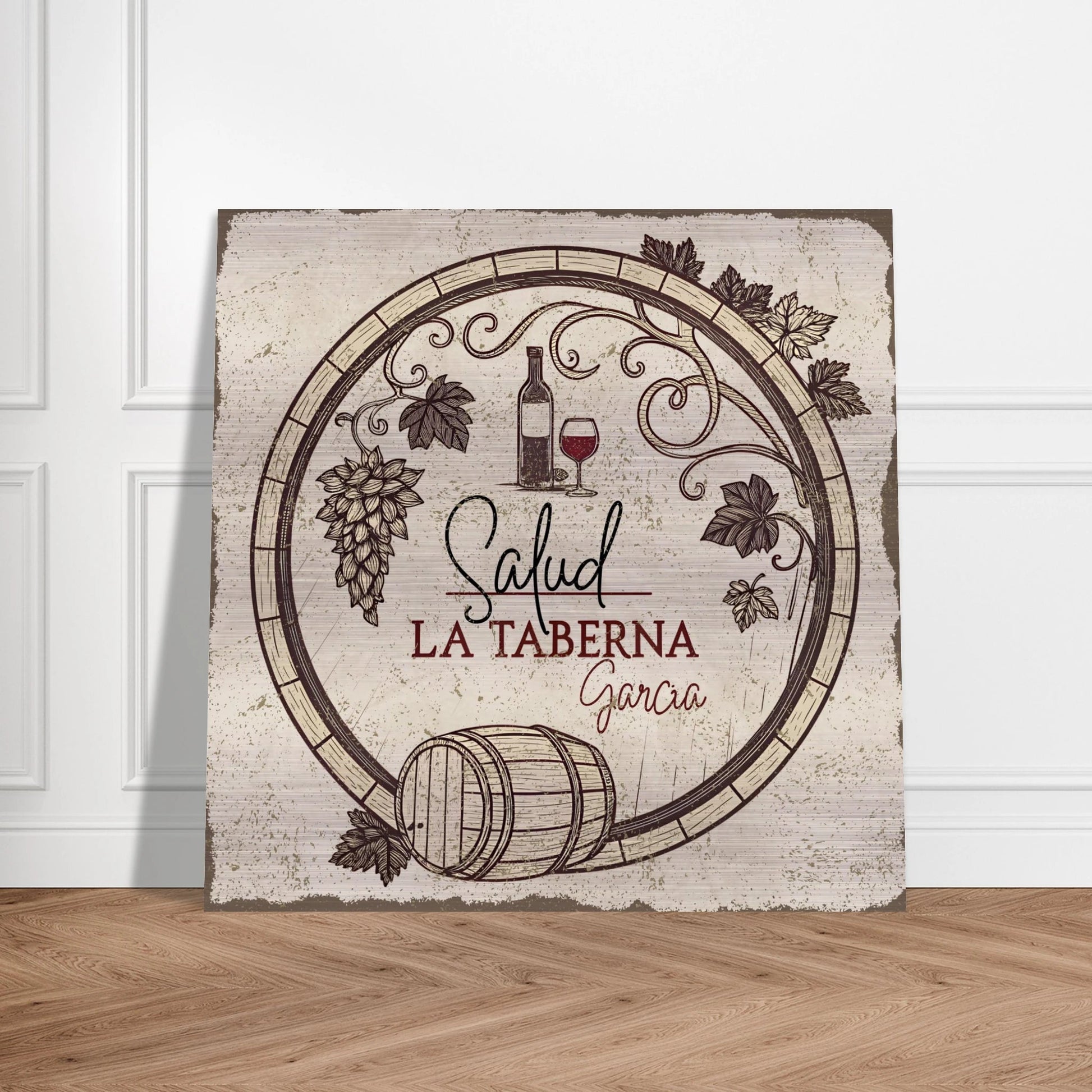 Salud Taberna Brushed Aluminum Bar Sign - Out of Office Outfitters - Print Material