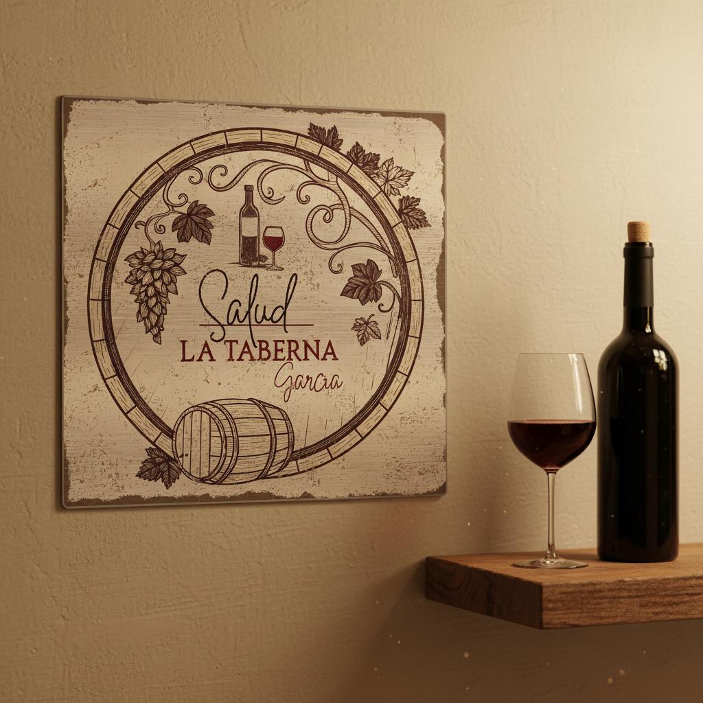 Salud Taberna Brushed Aluminum Bar Sign - Out of Office Outfitters - Print Material