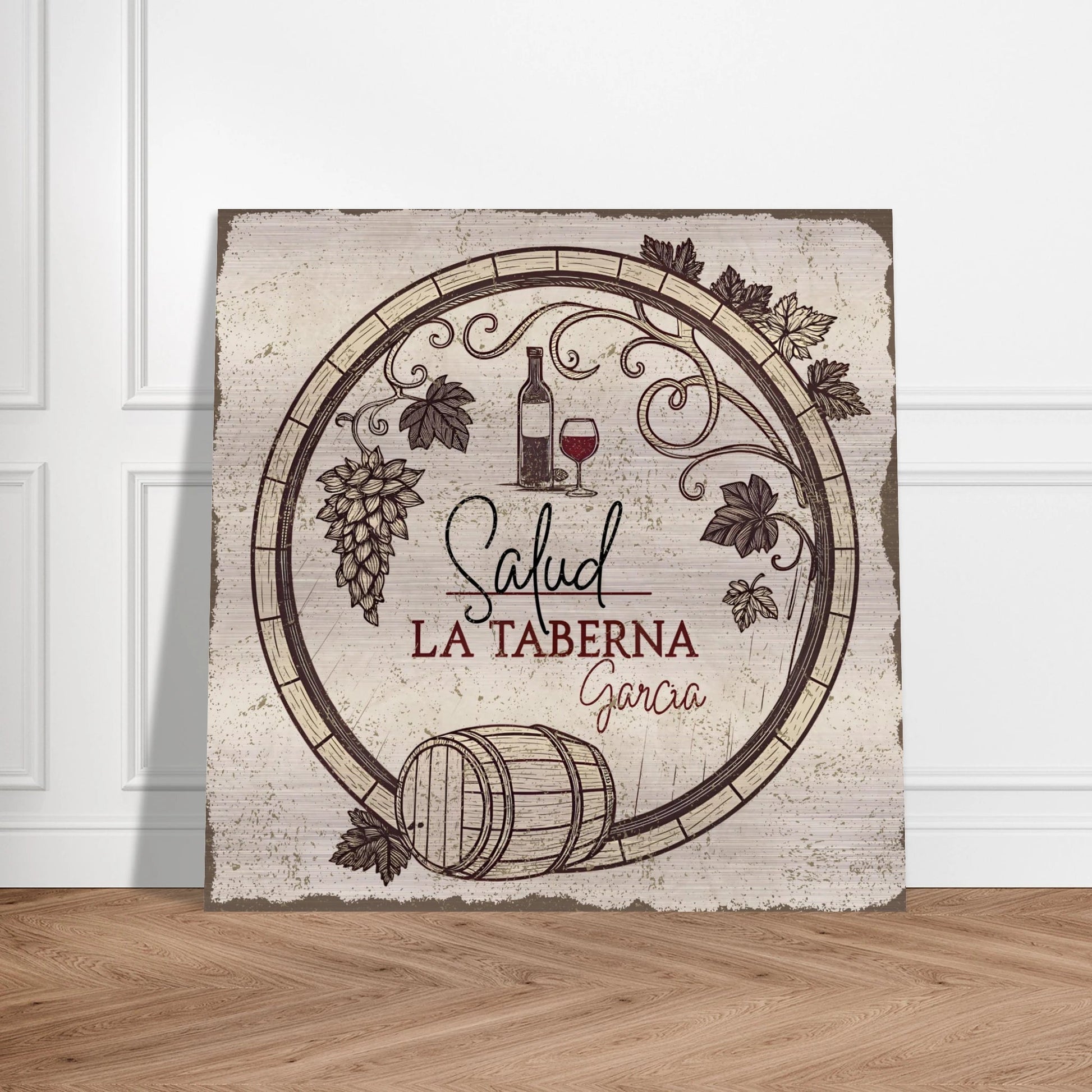 Salud Taberna Brushed Aluminum Bar Sign - Out of Office Outfitters - Print Material