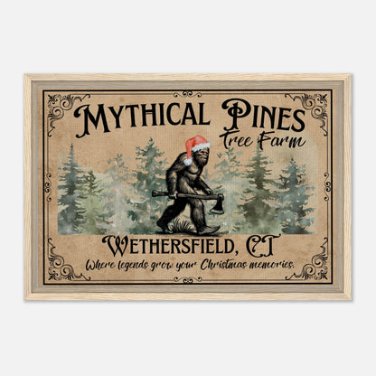 Sasquatch Christmas Tree Farm Sign Framed Canvas - Out of Office Outfitters - Print Material