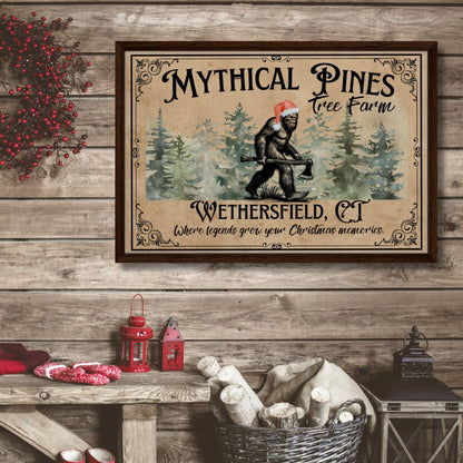 Sasquatch Christmas Tree Farm Sign Framed Canvas - Out of Office Outfitters - Print Material