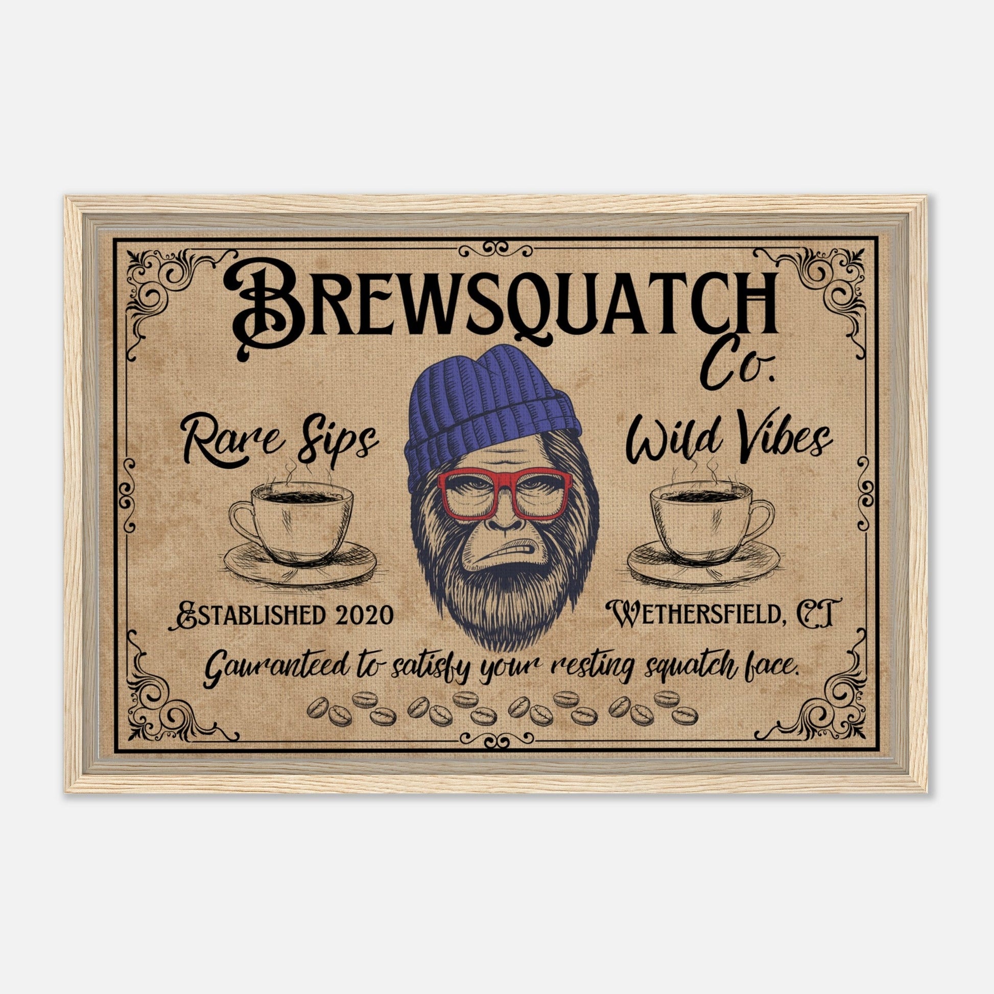 Sasquatch Coffee Shop Sign Framed Canvas - Out of Office Outfitters - Print Material