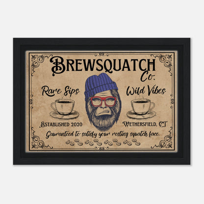 Sasquatch Coffee Shop Sign Framed Canvas - Out of Office Outfitters - Print Material