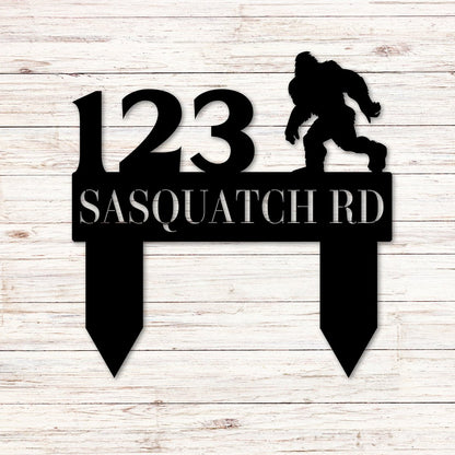 Sasquatch Ground Stake Address Sign - Out of Office Outfitters - Die - Cut Sign