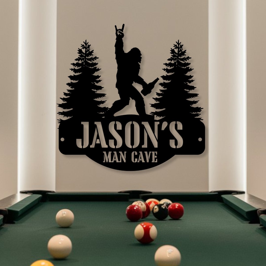 Sasquatch Man Cave Metal Sign (Personalize Me!) - Out of Office Outfitters - Die - Cut Sign