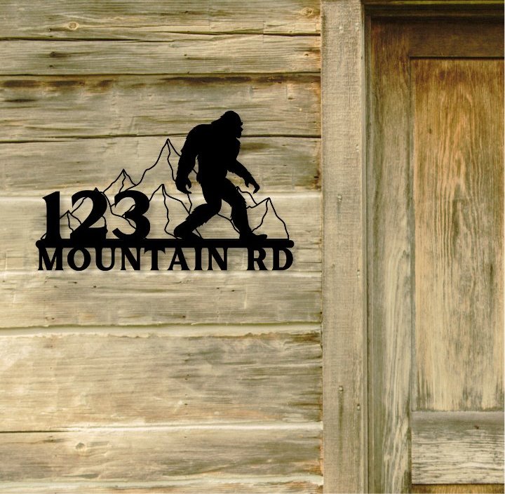 Sasquatch on the Loose Address Sign - Out of Office Outfitters - Die - Cut Sign