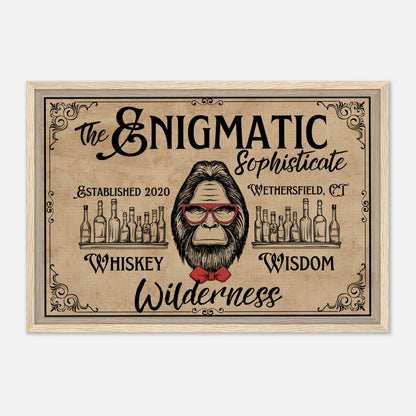 Sasquatch Sophisticate Bar Sign Framed Canvas - Out of Office Outfitters - Print Material