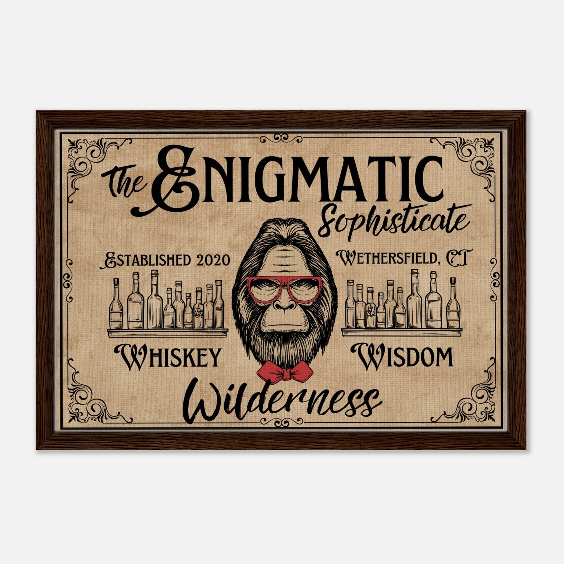 Sasquatch Sophisticate Bar Sign Framed Canvas - Out of Office Outfitters - Print Material