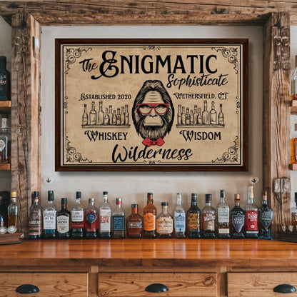 Sasquatch Sophisticate Bar Sign Framed Canvas - Out of Office Outfitters - Print Material