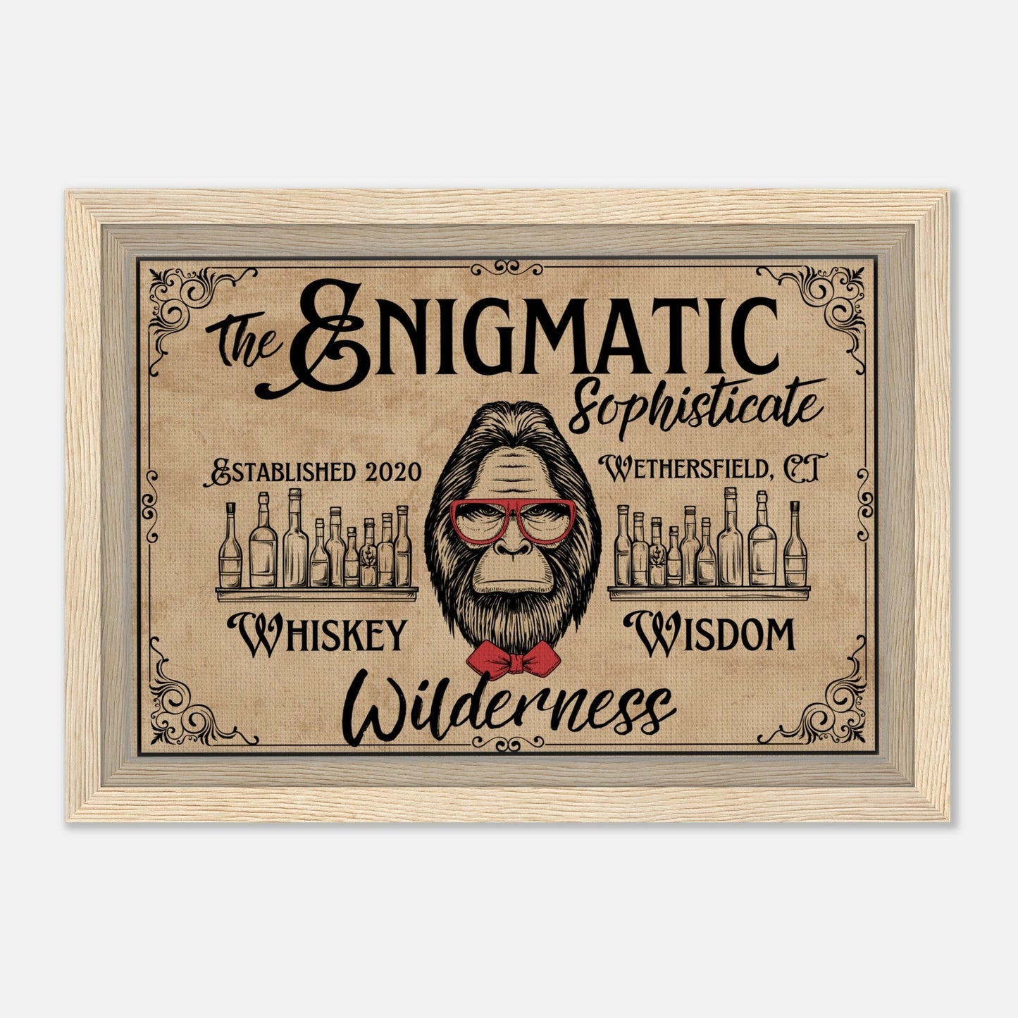 Sasquatch Sophisticate Bar Sign Framed Canvas - Out of Office Outfitters - Print Material