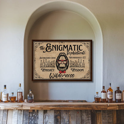 Sasquatch Sophisticate Bar Sign Framed Canvas - Out of Office Outfitters - Print Material