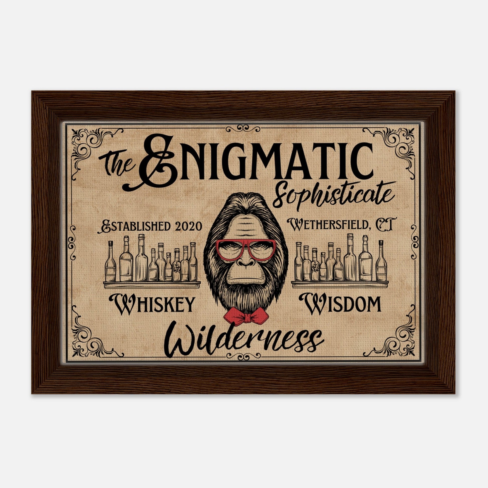 Sasquatch Sophisticate Bar Sign Framed Canvas - Out of Office Outfitters - Print Material