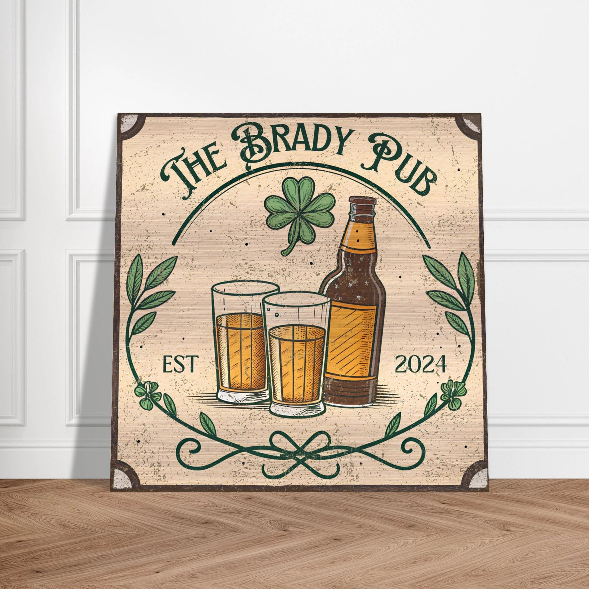 Shamrock Irish Pub Brushed Aluminum Bar Sign - Out of Office Outfitters - Print Material