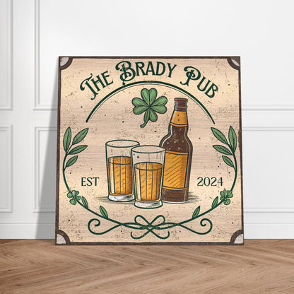 Shamrock Irish Pub Brushed Aluminum Bar Sign - Out of Office Outfitters - Print Material