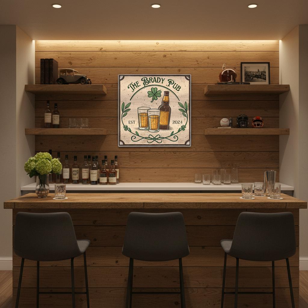 Shamrock Irish Pub Brushed Aluminum Bar Sign - Out of Office Outfitters - Print Material