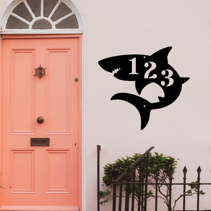 Shark Bite Custom House Number Sign - Out of Office Outfitters - Die - Cut Sign