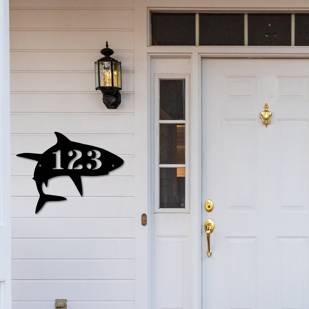 Shark Custom House Number Sign - Out of Office Outfitters - Die - Cut Sign