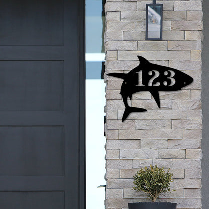 Shark Custom House Number Sign - Out of Office Outfitters - Die - Cut Sign