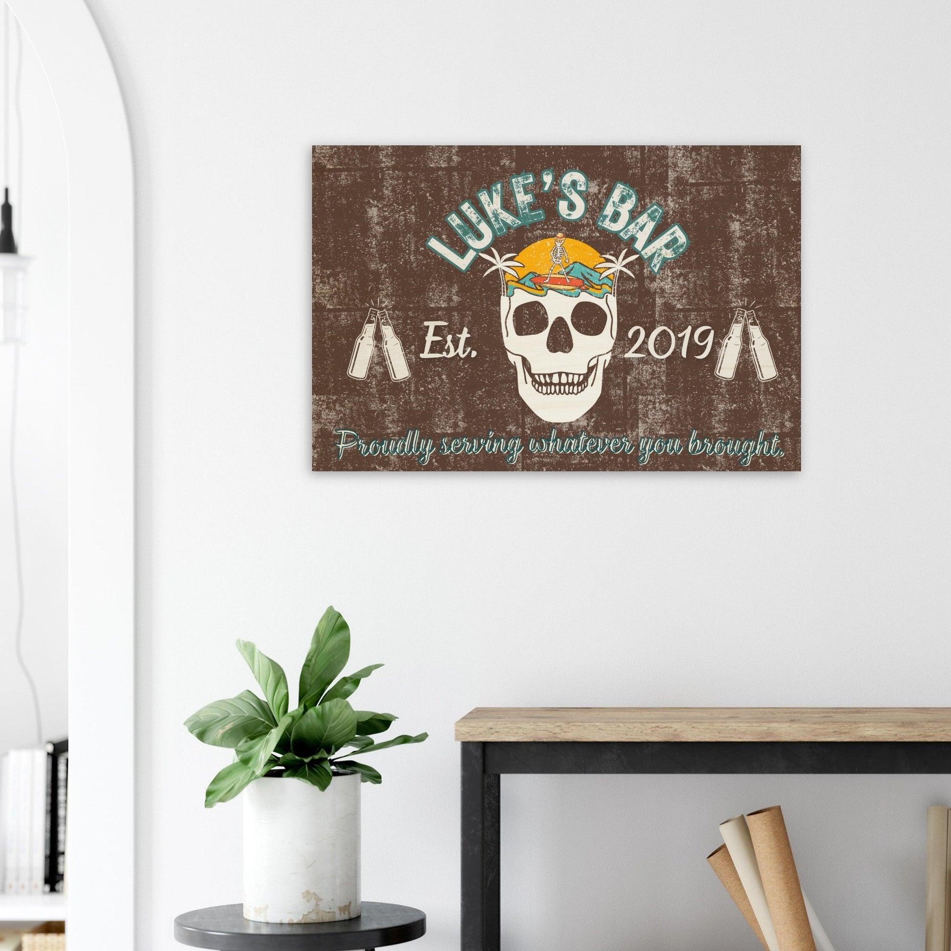 Skeleton Surfer Wood Print - Out of Office Outfitters - Home Decor