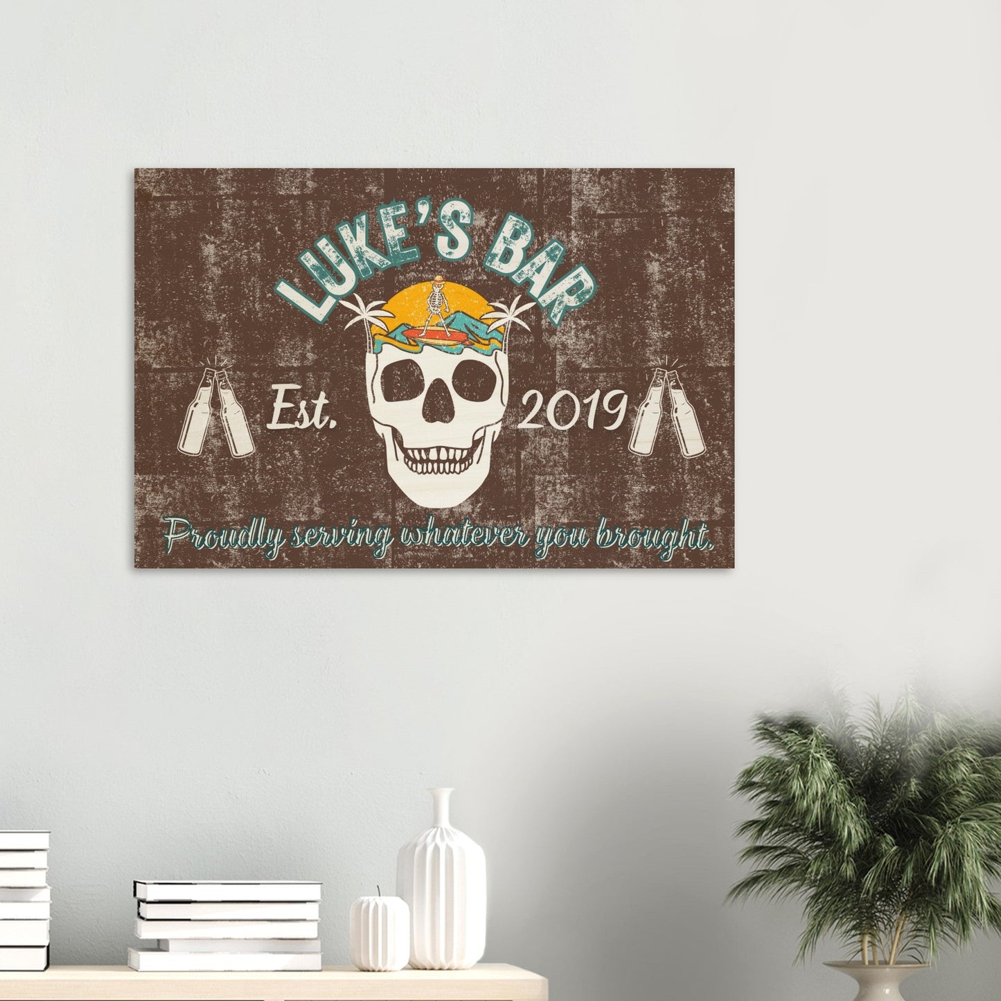 Skeleton Surfer Wood Print - Out of Office Outfitters - Home Decor