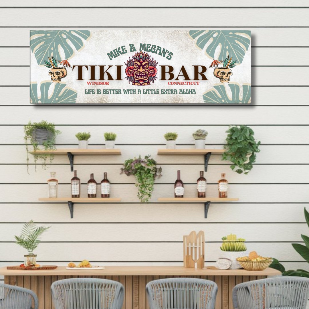 Skull Tiki Bar Sign Canvas - Out of Office Outfitters - Print Material