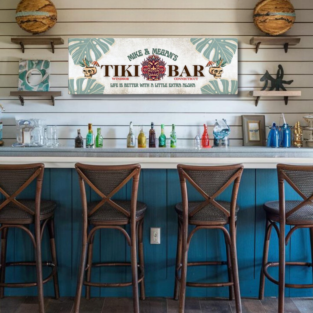 Skull Tiki Bar Sign Canvas - Out of Office Outfitters - Print Material