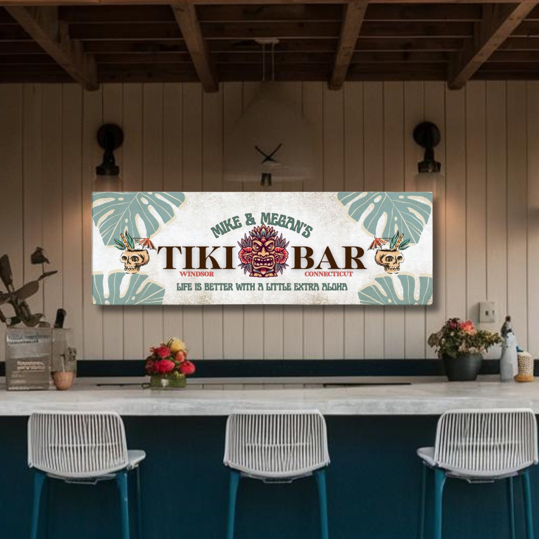 Skull Tiki Bar Sign Canvas - Out of Office Outfitters - Print Material