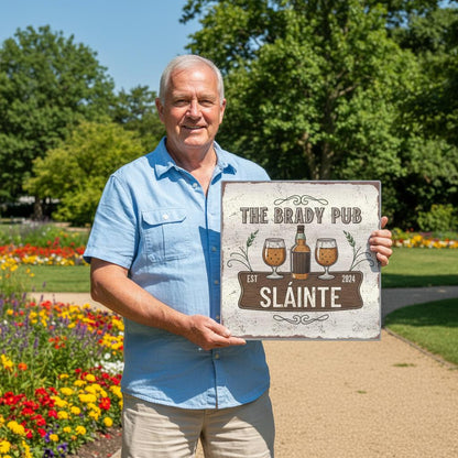 Slainte Irish Pub Brushed Aluminum Bar Sign - Out of Office Outfitters - Print Material