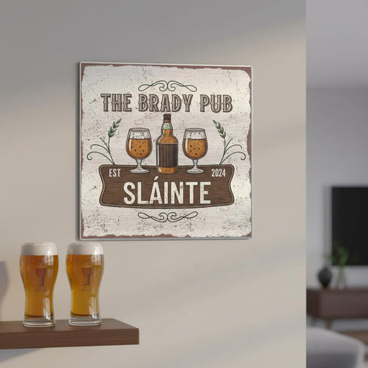 Slainte Irish Pub Brushed Aluminum Bar Sign - Out of Office Outfitters - Print Material