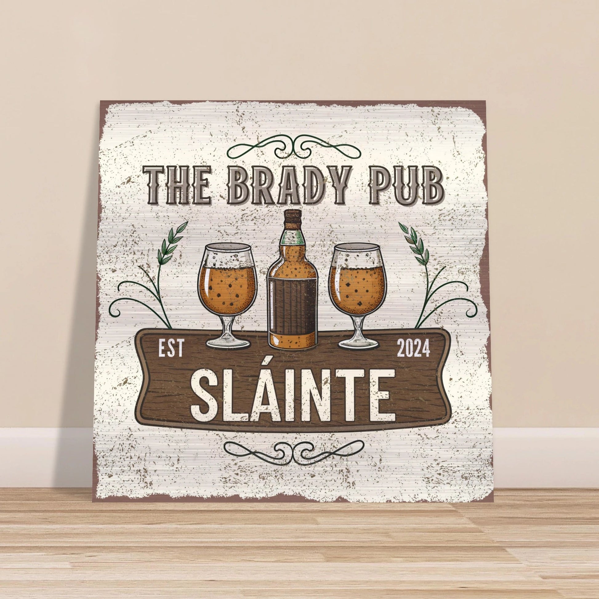 Slainte Irish Pub Brushed Aluminum Bar Sign - Out of Office Outfitters - Print Material