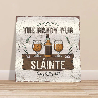 Slainte Irish Pub Brushed Aluminum Bar Sign - Out of Office Outfitters - Print Material