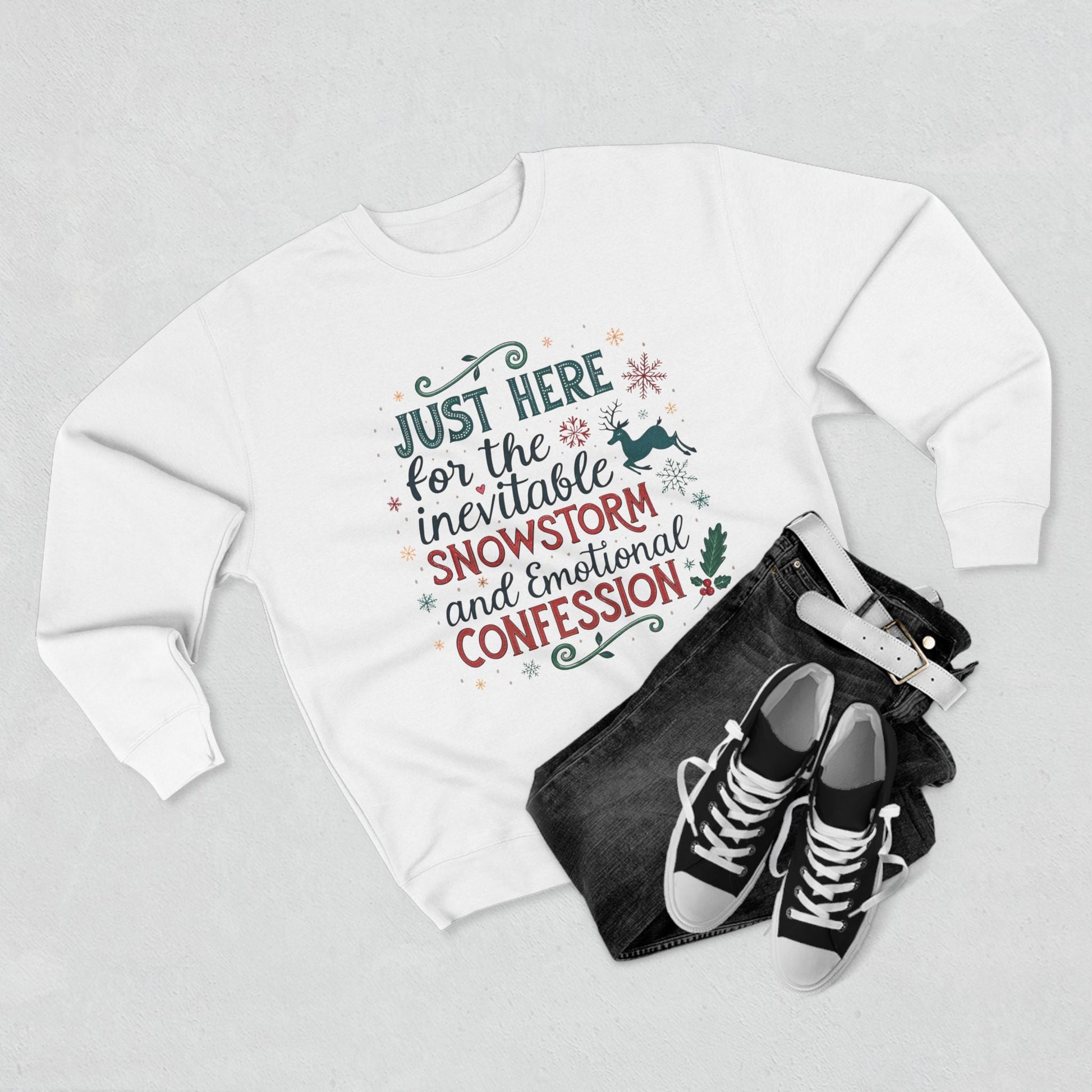Snowstorms and Emotional Confessions Christmas Sweatshirt - Out of Office Outfitters - Sweatshirt