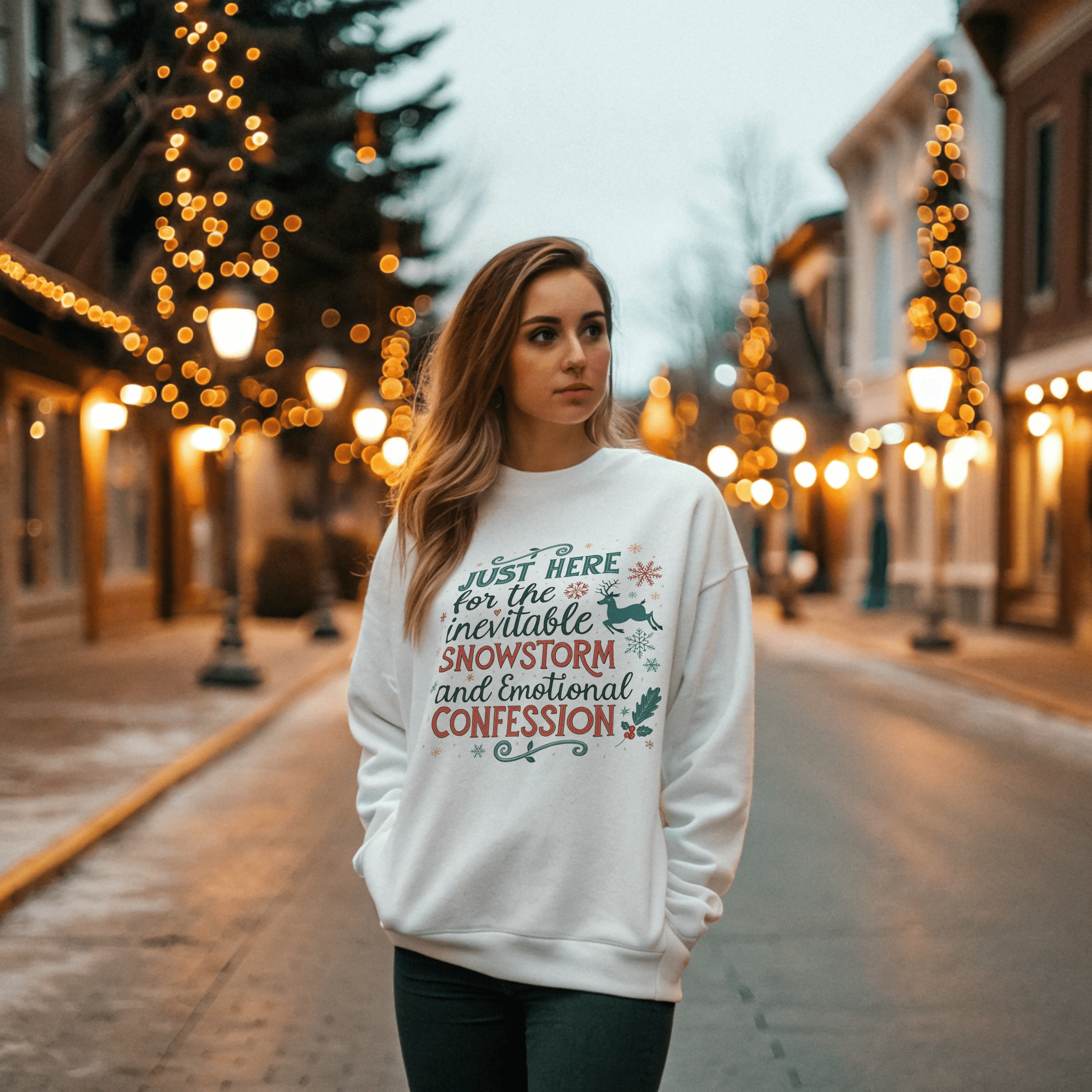 Snowstorms and Emotional Confessions Christmas Sweatshirt - Out of Office Outfitters - Sweatshirt