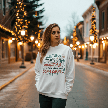 Snowstorms and Emotional Confessions Christmas Sweatshirt - Out of Office Outfitters - Sweatshirt