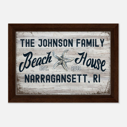 Starfish Beach House Framed Canvas - Out of Office Outfitters - Print Material