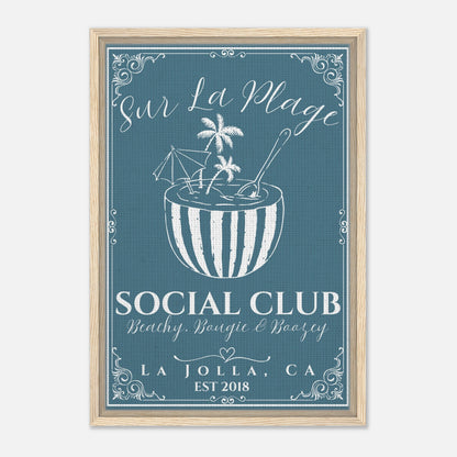 Sur La Plage Social Club Framed Canvas - Out of Office Outfitters - Print Material