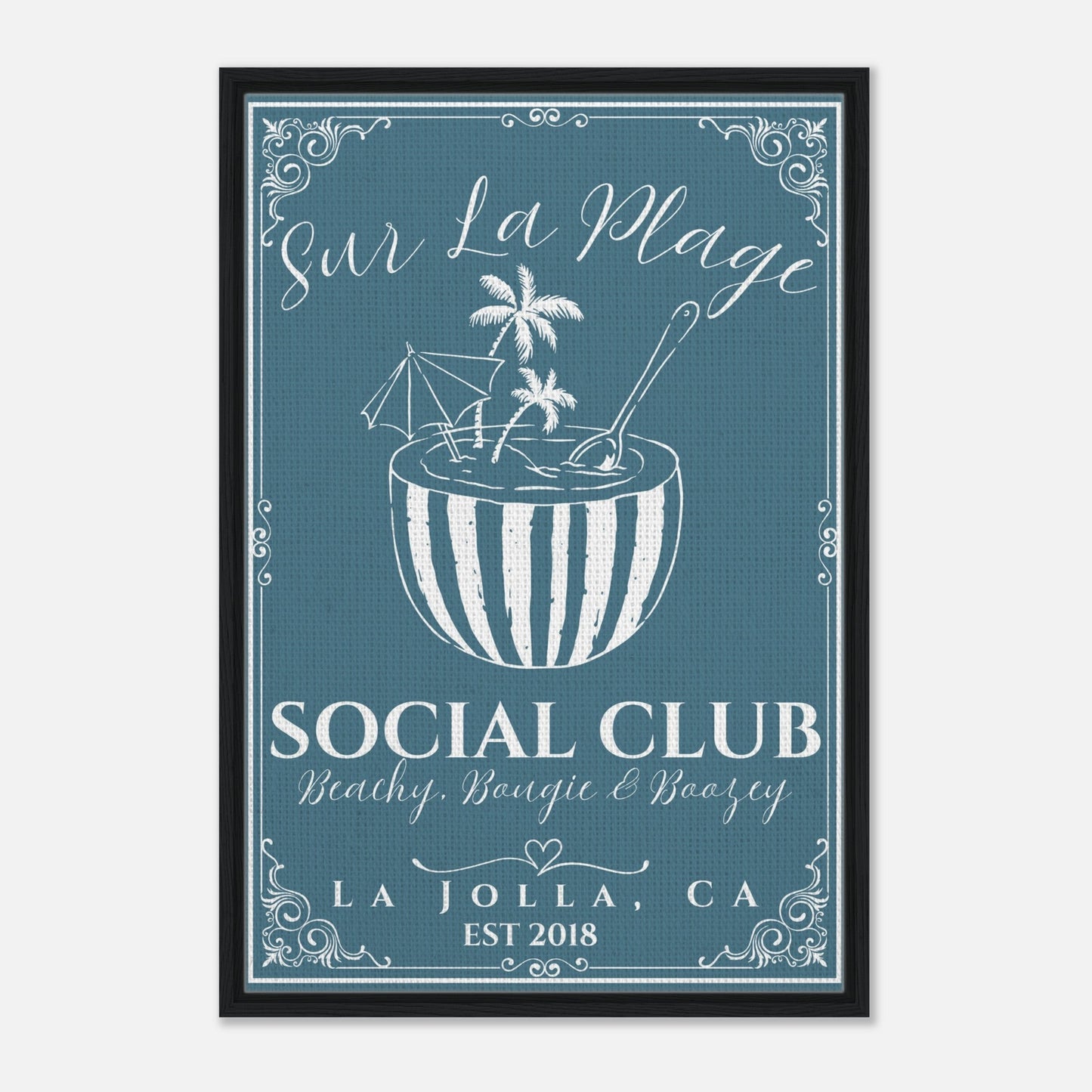 Sur La Plage Social Club Framed Canvas - Out of Office Outfitters - Print Material