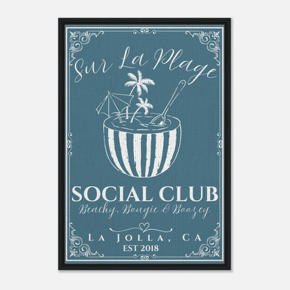 Sur La Plage Social Club Framed Canvas - Out of Office Outfitters - Print Material